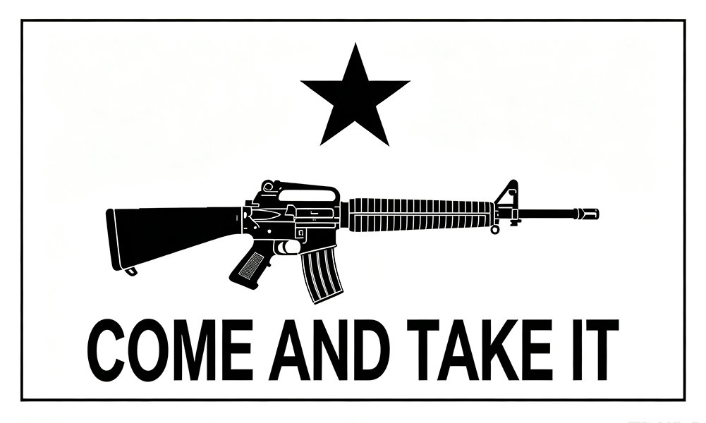 Come and Take It Rifle Black Flag -3x5 ft Banner -100% polyester-2 Metal Grommets-One sided /Two sided