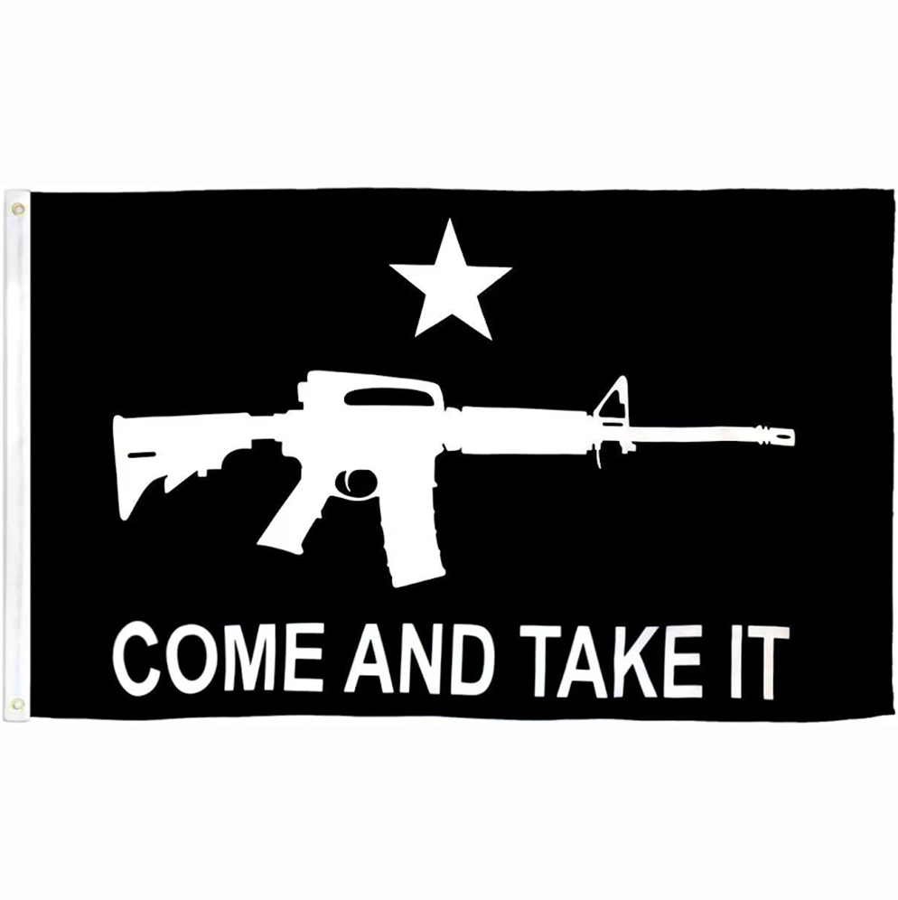 Come and Take It Rifle Black Flag -3x5 ft Banner -100% polyester-2 Metal Grommets-One sided /Two sided