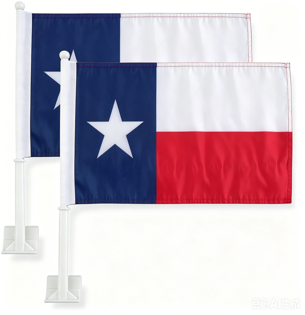 Texas State Flag Car Window Flag of Texas 11X18 Inch(28x46cm) 100% Polyester, Strong White Flagpole