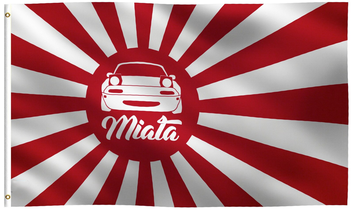 Miata Japanese Rising Sun Flag-3x5 ft Banner-100% polyester-2 Metal Grommets-One sided /Two sided
