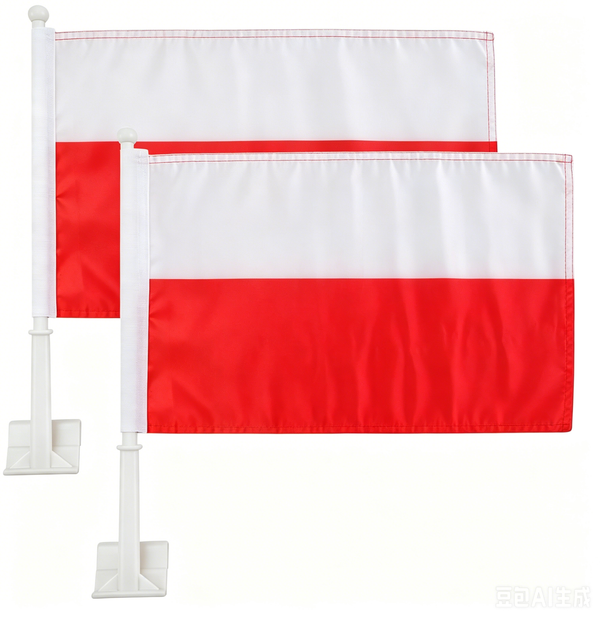 Polish Flag Car Window Flag of Poland 11X18 Inch(28x46cm) 100% Polyester, Strong White Flagpole