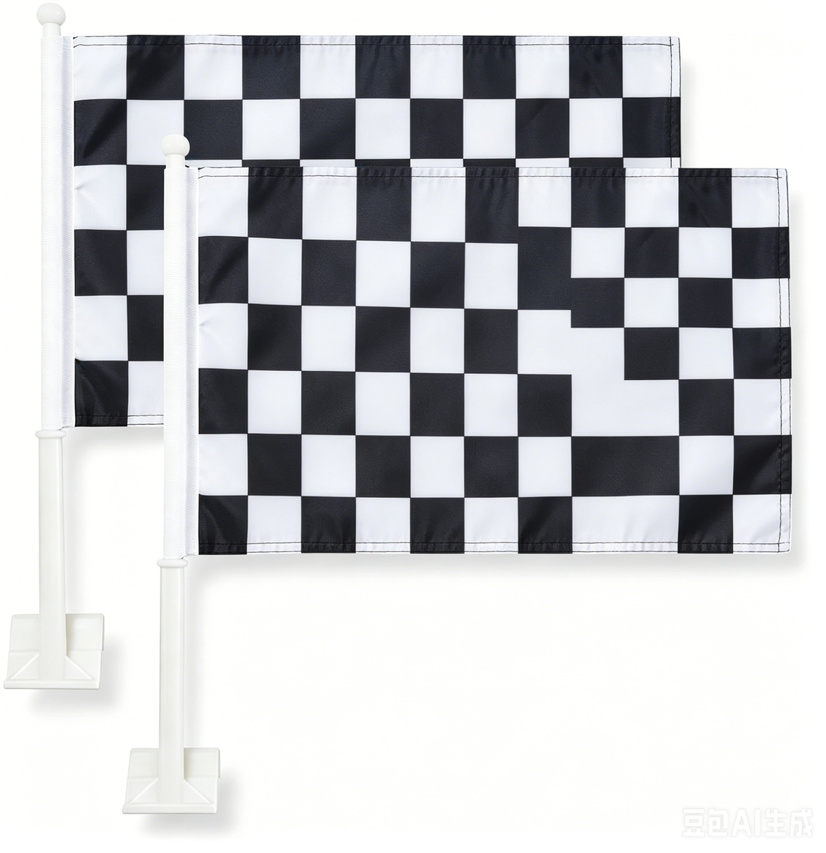 Black & White Checkered Flag Car Window Flag Racing Flag 11X18 Inch(28x46cm) 100% Polyester, Strong White Flagpole