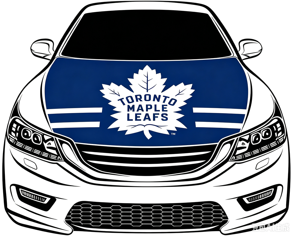 Toronto Maple Leafs Car Hood Cover Flag ,NHL  Toronto Maple Leafs Engine Banner,4X5ft/6X7FT,100% Polyester Elastic Fabrics Can be Washed