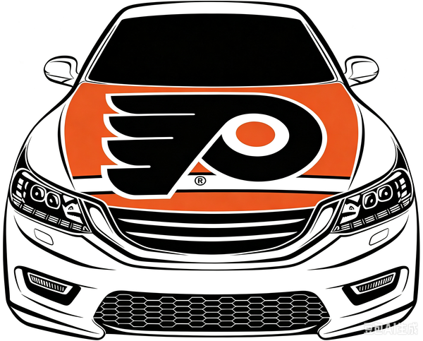 Philadelphia Flyers Car Hood Cover Flag ,NHL Philadelphia Flyers Engine Banner,4X5ft/6X7FT,100% Polyester Elastic Fabrics Can be Washed