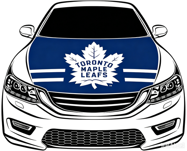 Toronto Maple Leafs Car Hood Cover Flag ,NHL  Toronto Maple Leafs Engine Banner,4X5ft/6X7FT,100% Polyester Elastic Fabrics Can be Washed