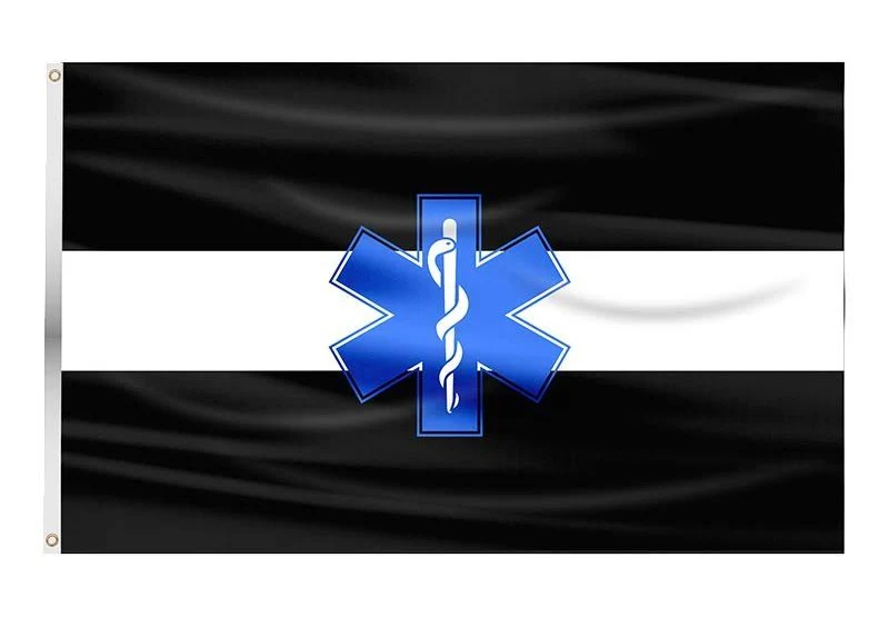 EMS Emergency Medical Service Flag-3x5 ft Thin Blue Line First Responder Banner-100% polyester-2 Metal Grommets-One sided /Two sided