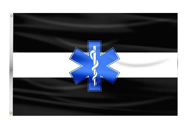 EMS Emergency Medical Service Flag-3x5 ft Thin Blue Line First Responder Banner-100% polyester-2 Metal Grommets-One sided /Two sided