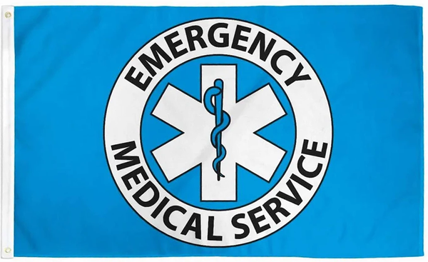 EMS Emergency Medical Service Flag-3x5 ft Thin Blue Line First Responder Banner-100% polyester-2 Metal Grommets-One sided /Two sided