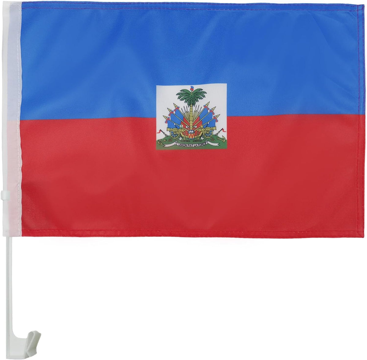 Haitian flag Car Window Flag of Haiti 11X18 Inch(28x46cm) 100% Polyester, Strong White Flagpole