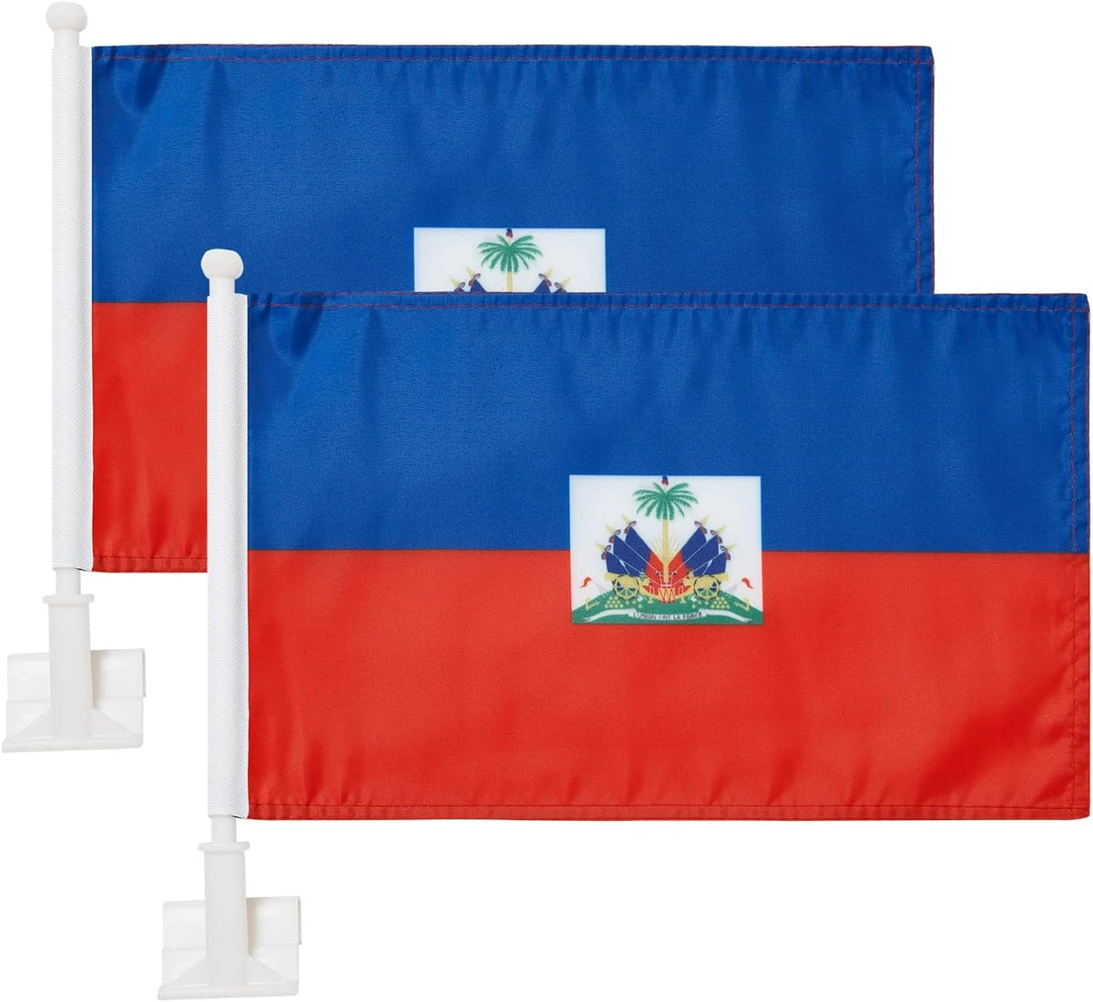 Haitian flag Car Window Flag of Haiti 11X18 Inch(28x46cm) 100% Polyester, Strong White Flagpole
