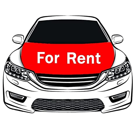 Red For Rent Car Hood Cover Flag , Engine For Rent Banner Flag,3.3X5ft,100% Polyester Elastic Fabrics Can be Washed
