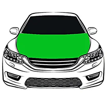 Green Car Hood Cover Flag ,Green Engine Banner,3.3X5ft,/6X7FT100% Polyester Elastic Fabrics Can be Washed