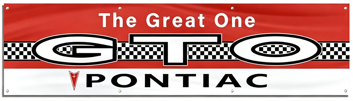 GTO Pontiac 2'X8' Banner Flag-100% polyester-8 Metal Grommets-One sided