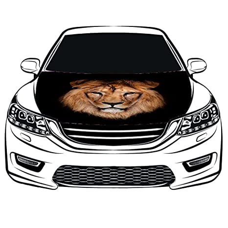 Lion Car Hood Cover Flag ,Engine Banner Flag of Lion Logo,3.3X5ft/6X7FT, 100% Polyester Elastic Fabrics Can be Washed Suitable for large SUV and Pickup Trucks