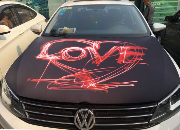 Love Car Hood Cover Flag ,Engine Flag,3.3X5ft,100% Polyester Elastic Fabrics Can be Washed