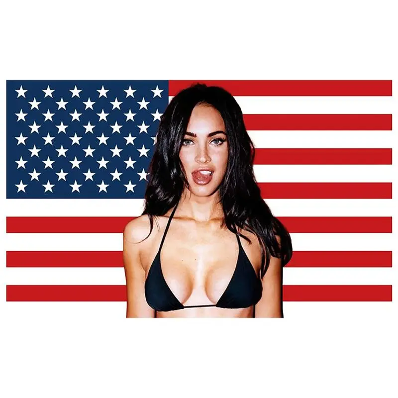 Custom Magan Fox USA Flag--3x5 ft Banner-100% polyester-2 Metal Grommets-One sided /Two sided