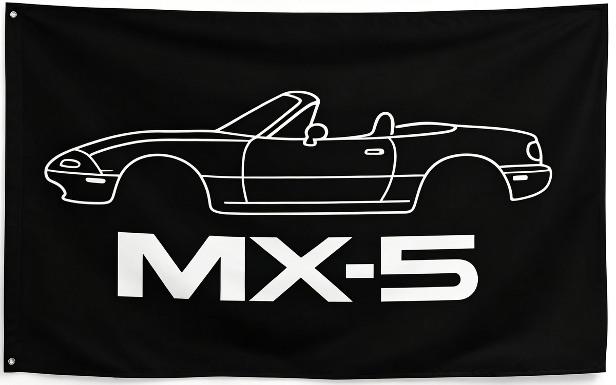Mazda MX 5 NA Miata Flag -3x5 ft Banner-100% polyester-2 Metal Grommets-One sided /Two sided