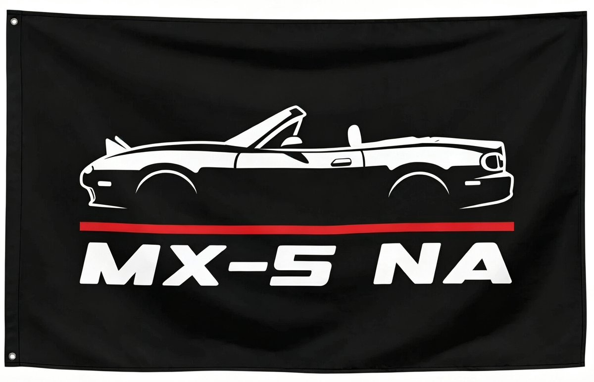 Mazda MX 5 NA Miata Flag -3x5 ft Banner-100% polyester-2 Metal Grommets-One sided /Two sided
