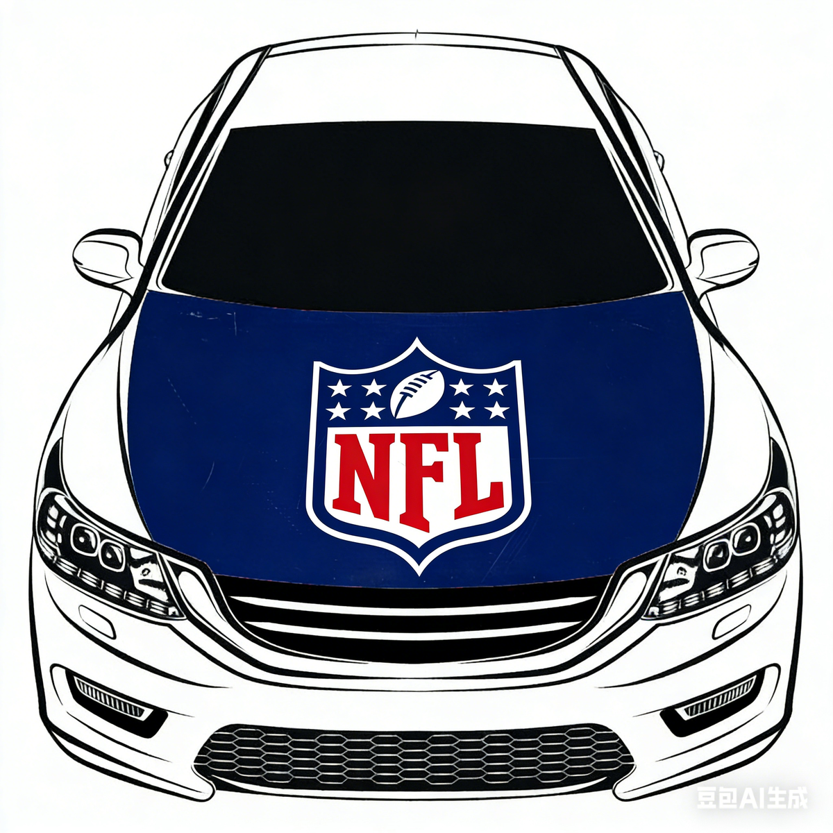 NFL logo Car Hood Cover Flag , Engine Banner,4X5ft,/6X7FT100% Polyester Elastic Fabrics Can be Washed