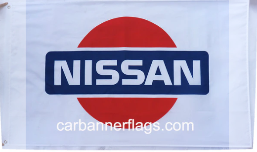 Nissan Flag -12''x18'' Double sided Motorsports Banner-100% polyester-White