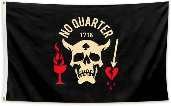 No Quarter No Mercy Pirate Flag Skull and Swords Flag -3x5 ft Banner PIRATE REPUBLIC RED