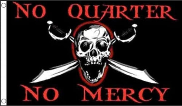 No Quarter No Mercy Pirate Flag Skull and Swords Flag -3x5 ft Banner PIRATE REPUBLIC RED