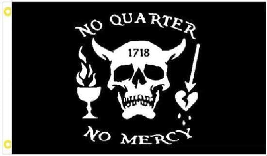 No Quarter No Mercy Pirate Flag Skull and Swords Flag -3x5 ft Banner PIRATE REPUBLIC RED