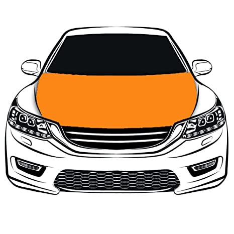 Orange Car Hood Cover Flag ,Orange Engine Banner,3.3X5ft,6X7FT100% Polyester Elastic Fabrics Can be Washed