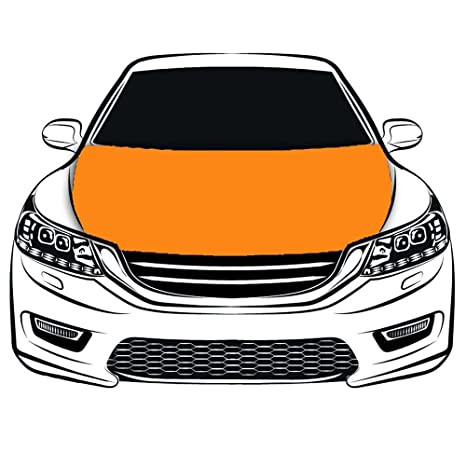 Orange Car Hood Cover Flag ,Orange Engine Banner,3.3X5ft,100% Polyester Elastic Fabrics Can be Washed