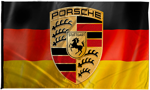 Porsche USA Germay Flag -3x5ft Checkered Banner-Metal Grommets