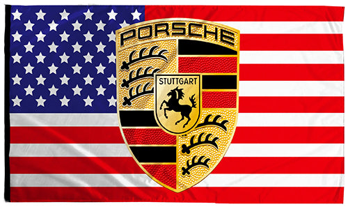 Porsche USA Germay Flag -3x5ft Checkered Banner-Metal Grommets