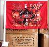 Custom car window flag -11'' X14'' -with car flag pole - pack of 2 -Red Gold SF 49ers