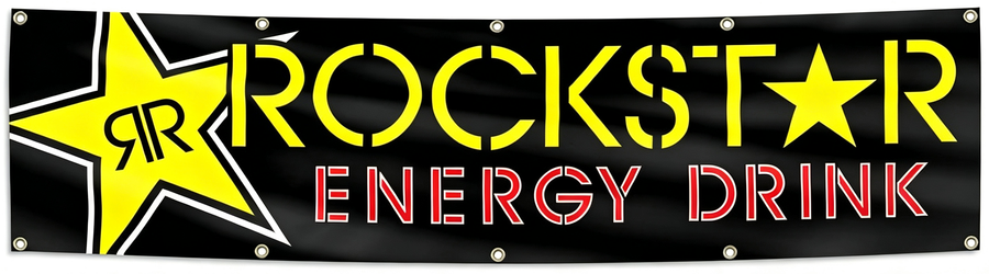 Rockstar Energy Drink Flag -2'X8' Banner Flag-100% polyester-8 Metal Grommets-One sided