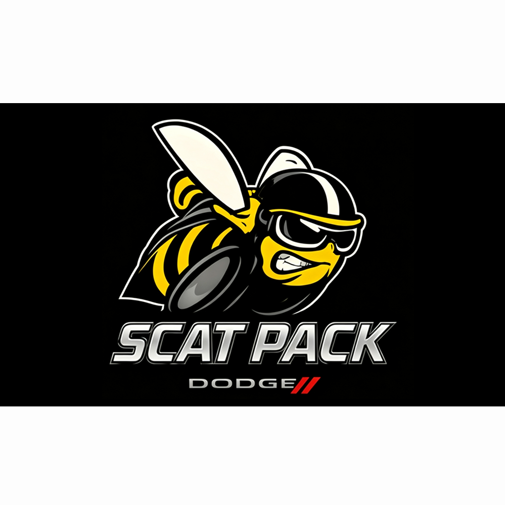 Dodge Scatpack Flag-3x5 FT Scat Pack Bee Banner-100% polyester-2 Metal Grommets-Challenger Charger Mopar Garage Man Cave Banner