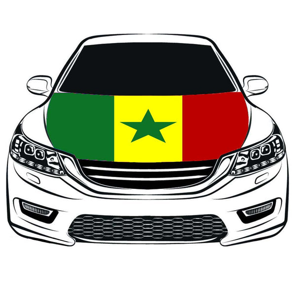 Flag of Senegal，Senegal Car Hood Cover Flag ,Engine Banner Flag,3.3X5ft,/ 6X7FT 100% Polyester Elastic Fabrics Can be Washed Suitable for large SUV and Pickup Trucks