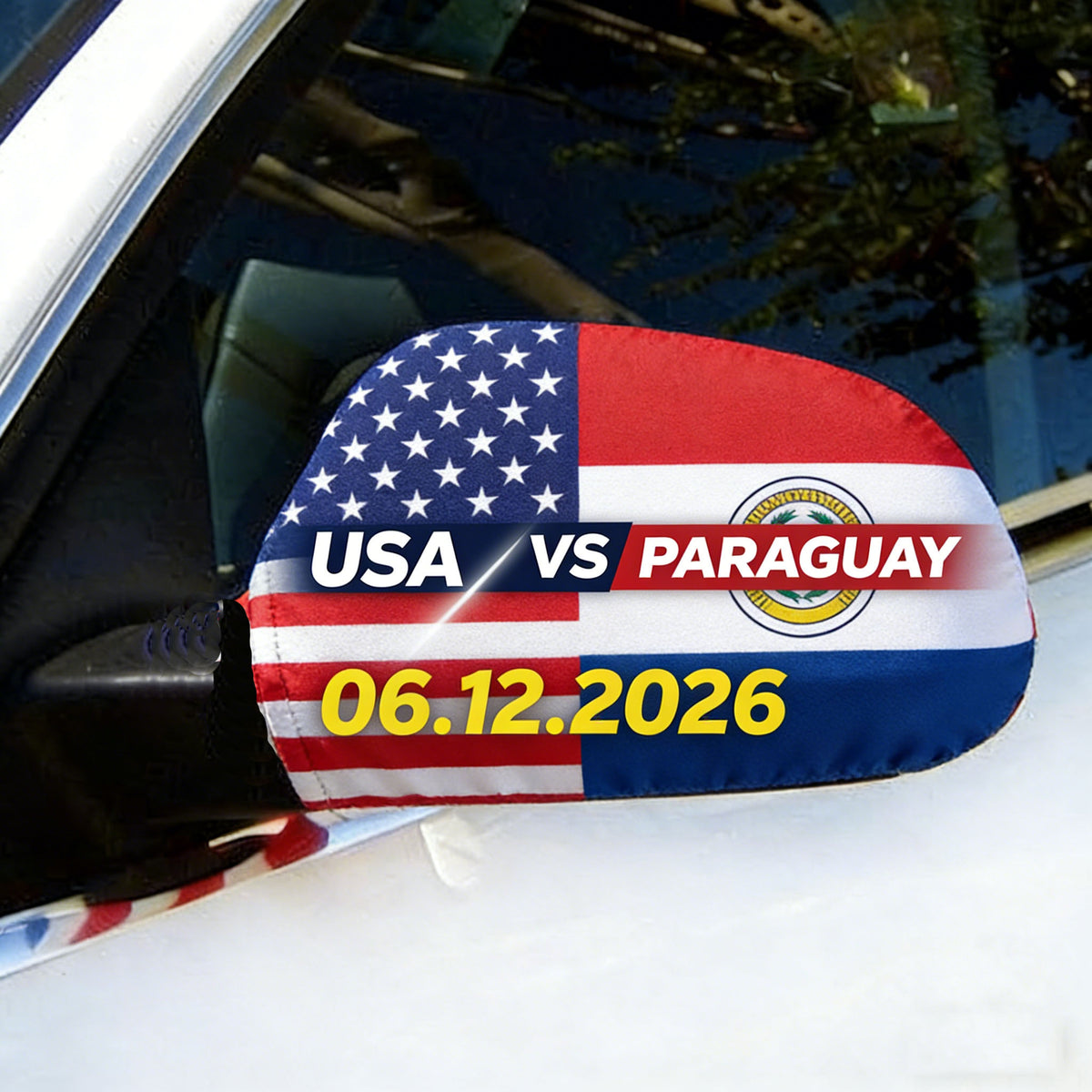 Custom  USA and Paraguay car Rearview Mirror Cover Flag -2 Pack