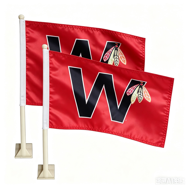 NHL Chicago Blackhawks Car Window Flag of Chicago Blackhawks 11X18 Inch(28x46cm) 100% Polyester, Strong White Flagpole