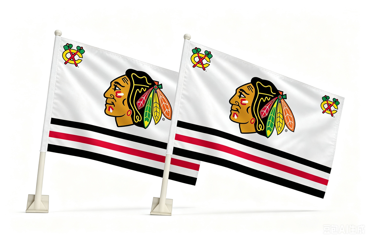 NHL Chicago Blackhawks Car Window Flag of Chicago Blackhawks 11X18 Inch(28x46cm) 100% Polyester, Strong White Flagpole