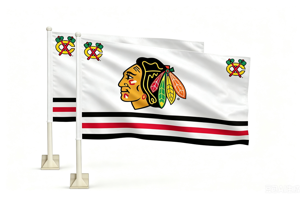 NHL Chicago Blackhawks Car Window Flag of Chicago Blackhawks 11X18 Inch(28x46cm) 100% Polyester, Strong White Flagpole