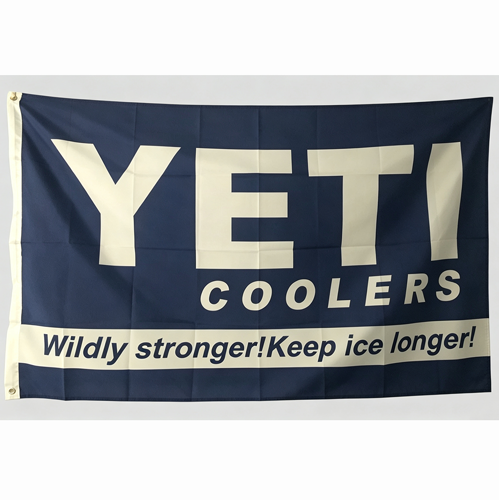 YETI Flag -3x5 ft Banner -100% polyester-2 Metal Grommets-One sided /Two sided