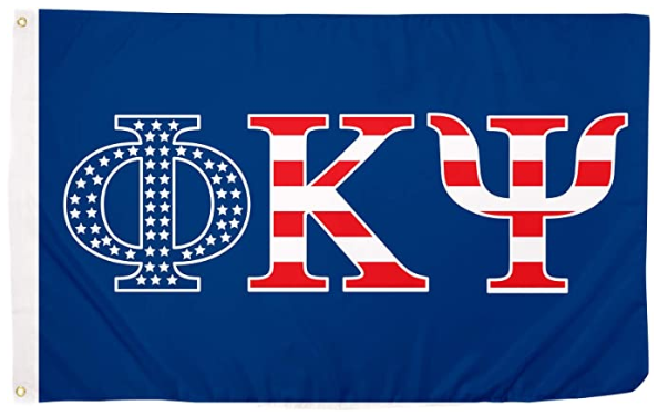 Phi Kappa Psi USA Pattern Letter Fraternity Flag- 3x 5 ft Banner Phi Psi -100% polyester-2 Metal Grommets