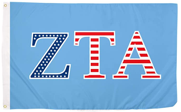 Zeta Tau Alpha ZTA USA Letter Sorority Flag--100% polyester-2 Metal Grommets