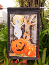 Toland - Halloween Scene - Decorative Spooky Ghost Jack O Lantern Pumpkin USA-Produced House Flag "12.5 x 18" "28 x 40" Inches - flagsshop