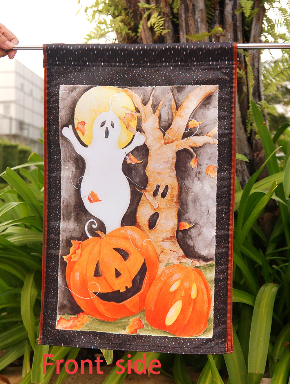 Toland - Halloween Scene - Decorative Spooky Ghost Jack O Lantern Pumpkin USA-Produced House Flag "12.5 x 18" "28 x 40" Inches - flagsshop