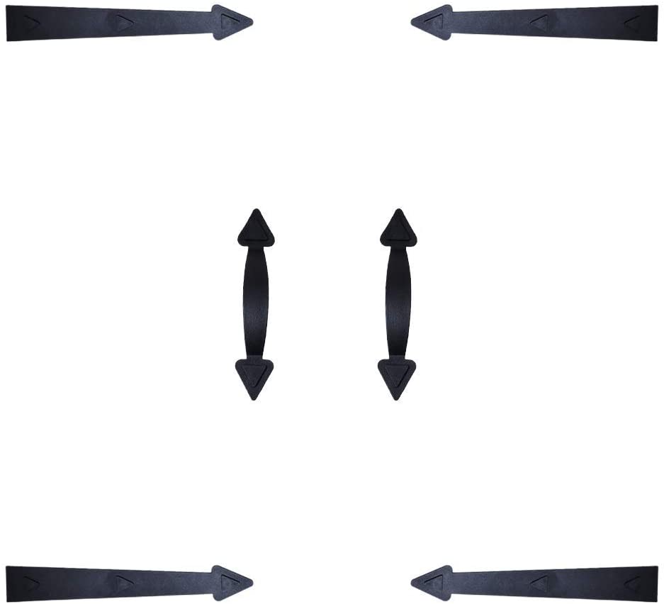 Homearda Magnetic Decorative Garage Door Hinges Handles Hardware Kit,Black (Door Hinges Set)