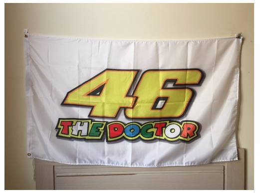 VALENTINO ROSSI 46 FLAG THE DOCTOR Flag-3x5 FT Banner-100% polyester-2 Metal Grommets - flagsshop