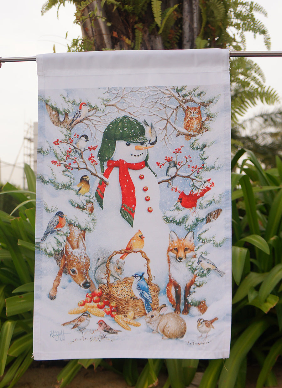 Bravco Decorative Woodland Snowman Peace Winter Animals Snow Forest Garden Flag 12.5'' x 18" "28 x 40"