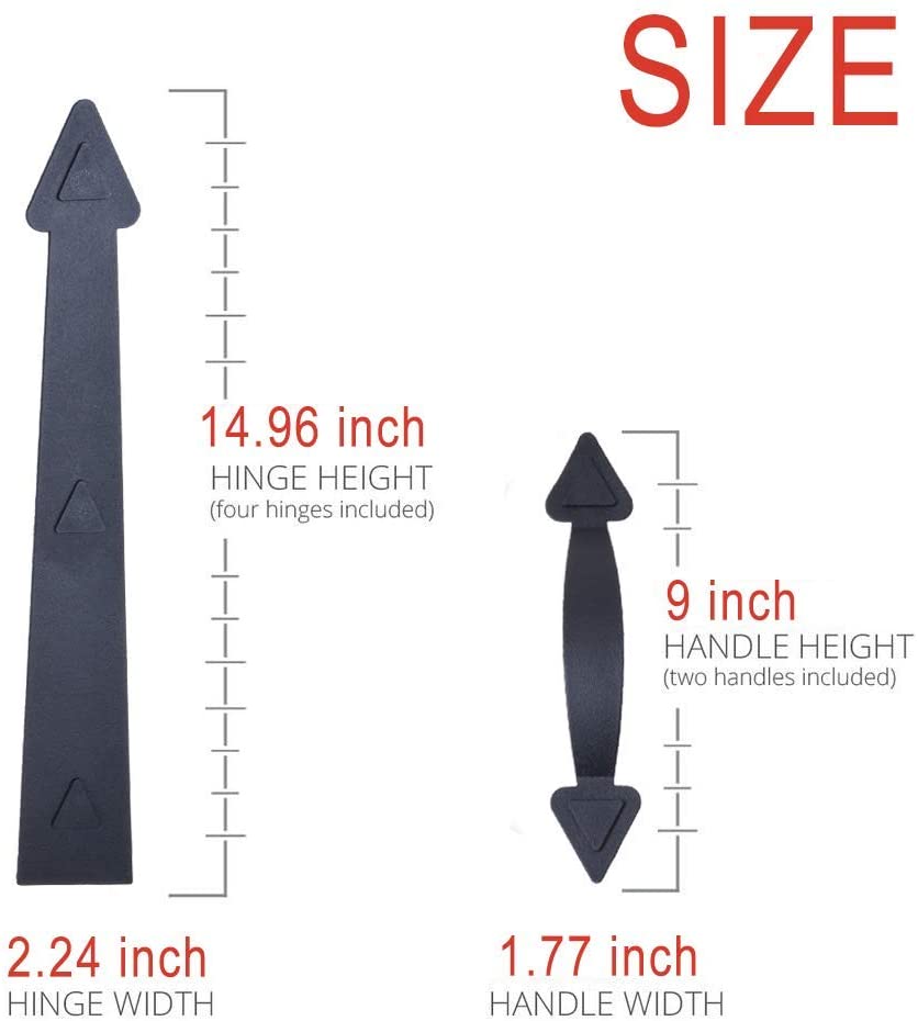 Homearda Magnetic Decorative Garage Door Hinges Handles Hardware Kit,Black (Door Hinges Set)