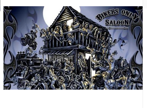 Bikers Only Saloon Flag-3x5 FT Banner-100% polyester-2 Metal Grommets - flagsshop