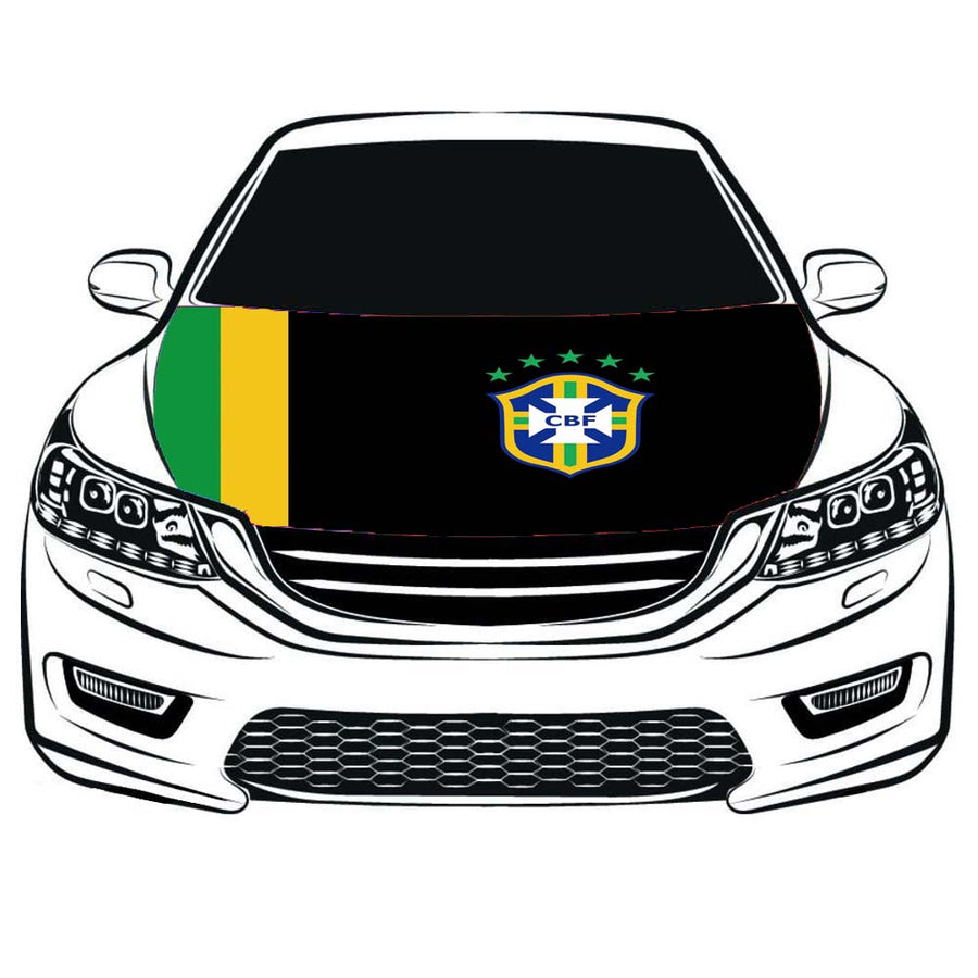 CBF flag,Brazil national football team Car Hood Cover Flag ,Engine Flag,3.3X5ft,/6X7FT 100% Polyester Elastic Fabrics Can be Washed Suitable for Car SUV and Pickup Trucks
